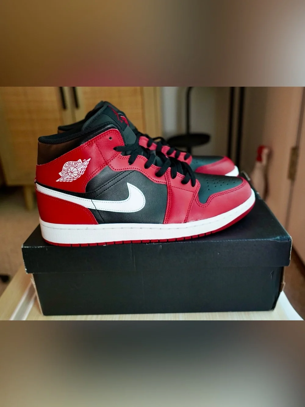Jordan Air Retro High Top Sneakers Red and Black